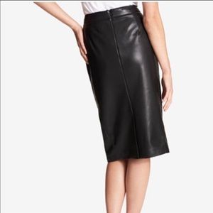 DKNY Faux Black Leather Pencil Skirt